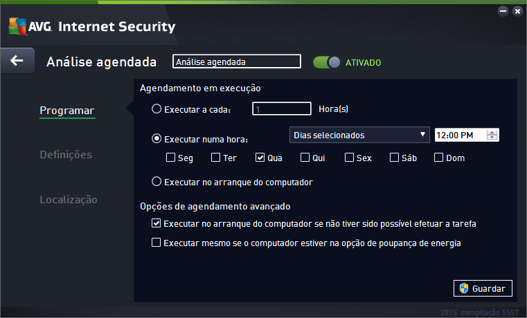 Em cada separador, pode simplesmente clicar no botão de "semáforo" agendada temporariamente e ativá-la novamente quando for necessário. para desativar a análise 3.9.4.1.