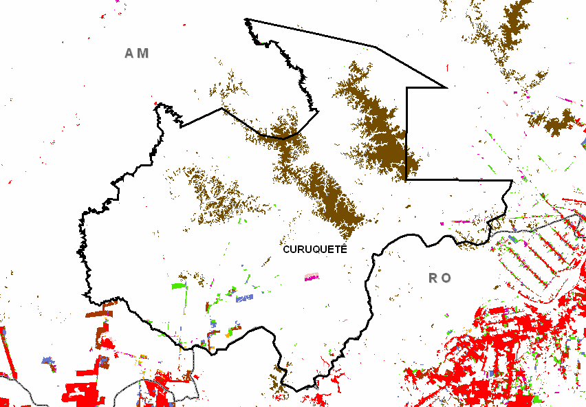 Figura 6: Situação do desflorestamento nas glebas Tapirapé e Buritirama