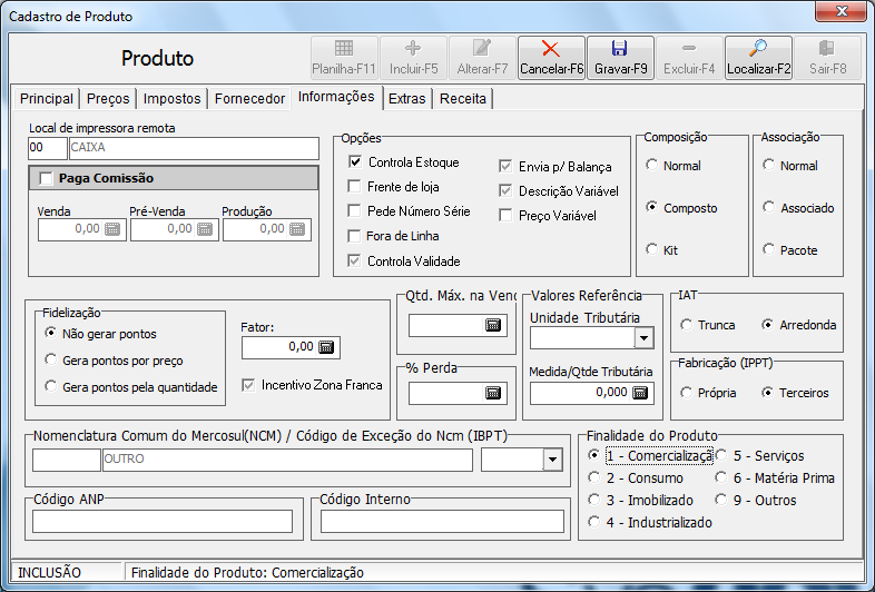 Pré Requisitos Para Cadastro de Composição Cadastro do Produto Em cadastro > produto > produto realize o cadastros do produto de composição. 1.