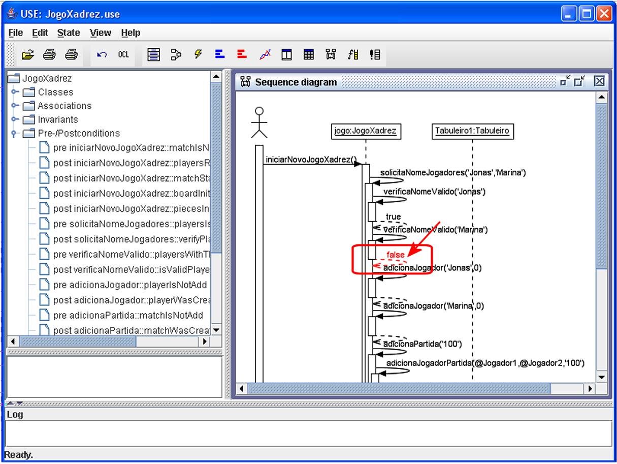 2.5 Simulação de Modelos UML 20 a ferramenta apresenta uma mensagem de alerta indicando o ponto do modelo que deverá ser corrigido.
