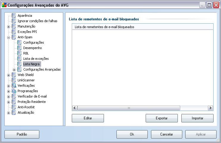 Editar - pressione este botão para abrir uma caixa de diálogo na qual é possível inserir manualmente uma lista de endereços (você pode usar o método copiar/colar).