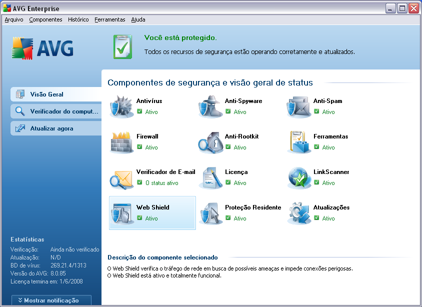 9. Interface de usuário do AVG AVG 8.