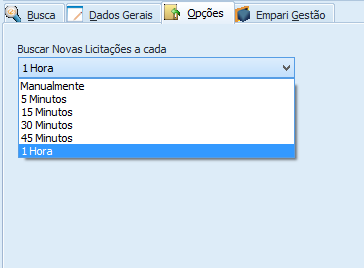 Exemplo de Configuração do sistema de busca Neste exemplo configuramos o sistema para buscar licitações que contenham as palavras Cartucho ou Monitor, nos estados do Paraná, Santa Catarina e Rio