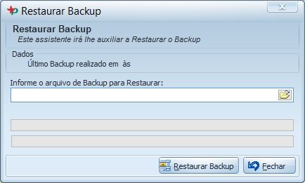 Restaurando o Backup Informe o arquivo