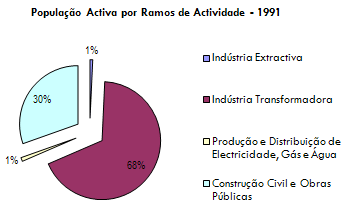 3. SETOR SECUNDÁRIO TABELA 31 - EVOLUÇÃO DA POPULAÇÃO ATIVA EMPREGADA POR RAMOS DE ATIVIDADE, NO SETOR SECUNDÁRIO NO CONCELHO DE ARGANIL (1991, 2001) Ramos de Atividade 1991 % 2001 % 91/01 Indústria