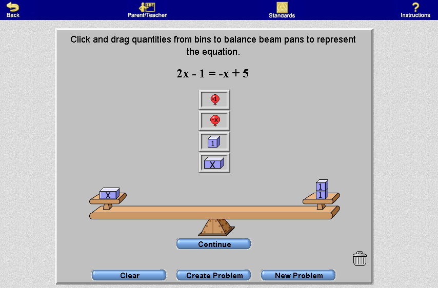 Primeiramente, o aluno terá que jogar para conhecer o programa. Em seguida, eles sentarão em duplas para fazer atividade igual a anterior, porém criando equações com números negativos.
