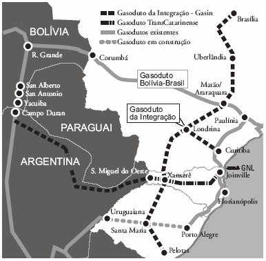 Figura 30 - Mapa do Gasoduto da Integração GASIN Fonte: ONDEE-SC. Oportunidades de Negócios para o Desenvolvimento Econômico e Estratégico de Santa Catarina.