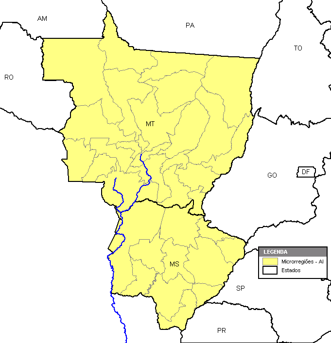 Relatório Técnico Bacia do Paraguai Inicial, suas microrregiões e a hidrovia de estudo. Também ilustra os rios Paraguai e Cuiabá, que fazem parte do estudo. 2.