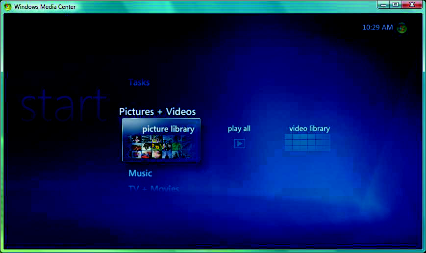 Exibição de Imagens no Windows Media Center Com o Windows Media Center, você pode exibir, ordenar, editar, imprimir e criar um CD ou DVD de suas imagens a partir das pastas criadas no diretório