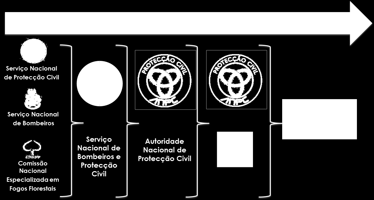 catástrofes, foi apresentada, através do Decreto Lei nº 73/2013 de 31 de Maio, uma nova estrutura base do modelo de organização com a introdução de uma nova direção nacional dedicada à gestão dos