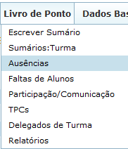 DT. No menu Livro de Ponto Ausências pode tratar