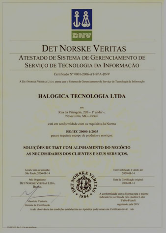 Certificações em Governança 1ª ISO 20000 DA