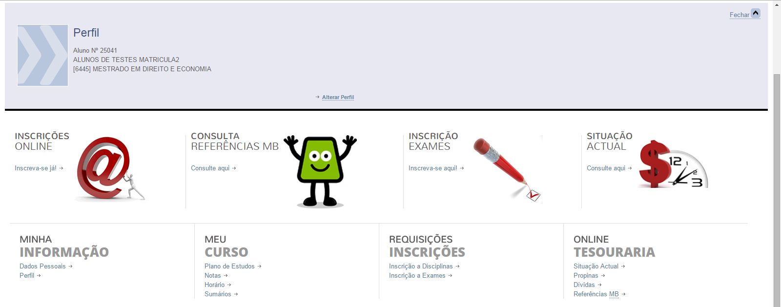 Demonstração do processo de inscrição na 2.