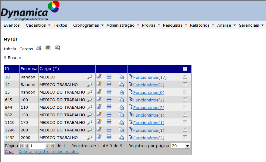 3.1.4 Cadastro de Cargos Clique em Cadastros > Organização > Cargos