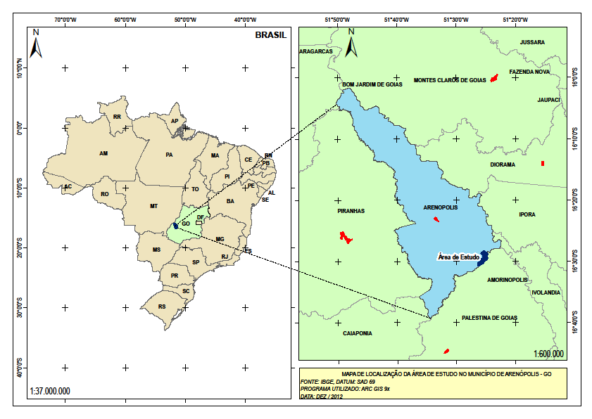 17 3 MATERIAIS E METODOS 3.1 CARACTERIZAÇÃO DA ÁREA DE ESTUDO O estudo foi realizado na região oeste do estado de Goiás, no município de Arenópolis GO (Figura 01).