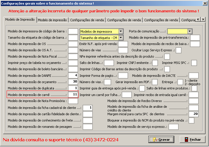 Figura 54: Conforme a área destacada. 31. Alterado o modelo de carnê. Acrescentado o numero de parcela no modelo de carne (11). 31. 1.