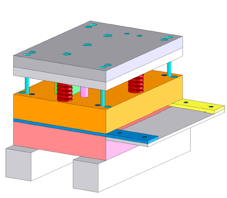 56 em 3D. Para elucidar a concepção definida nas etapas anteriores criou-se um leiaute Figura 21: Estampo de corte progressivo Concepção proposta. Fonte: O autor. 4.2.7 Avaliar concepções Esta etapa é similar àquela descrita na Etapa 4.