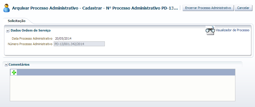 6 Arquivar Processo Administrativo Para encerrar o Processo Administrativo basta clicar no botão Encerrar Processo Administrativo que abrirá a janela para a assinatura digital.