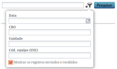 Por meio do ícone, disponível na listagem das fichas, conforme podemos ver na figura anterior, é possível a realização de pesquisa utilizando algumas informações dos cabeçalhos das fichas, por