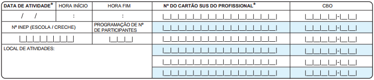 iii) FICHA DE ATIVIDADE COLETIVA A ficha de atividade coletiva é um formulário para registro das ações do componente I, entre outras atividades realizadas pelas equipes, conforme as necessidades do