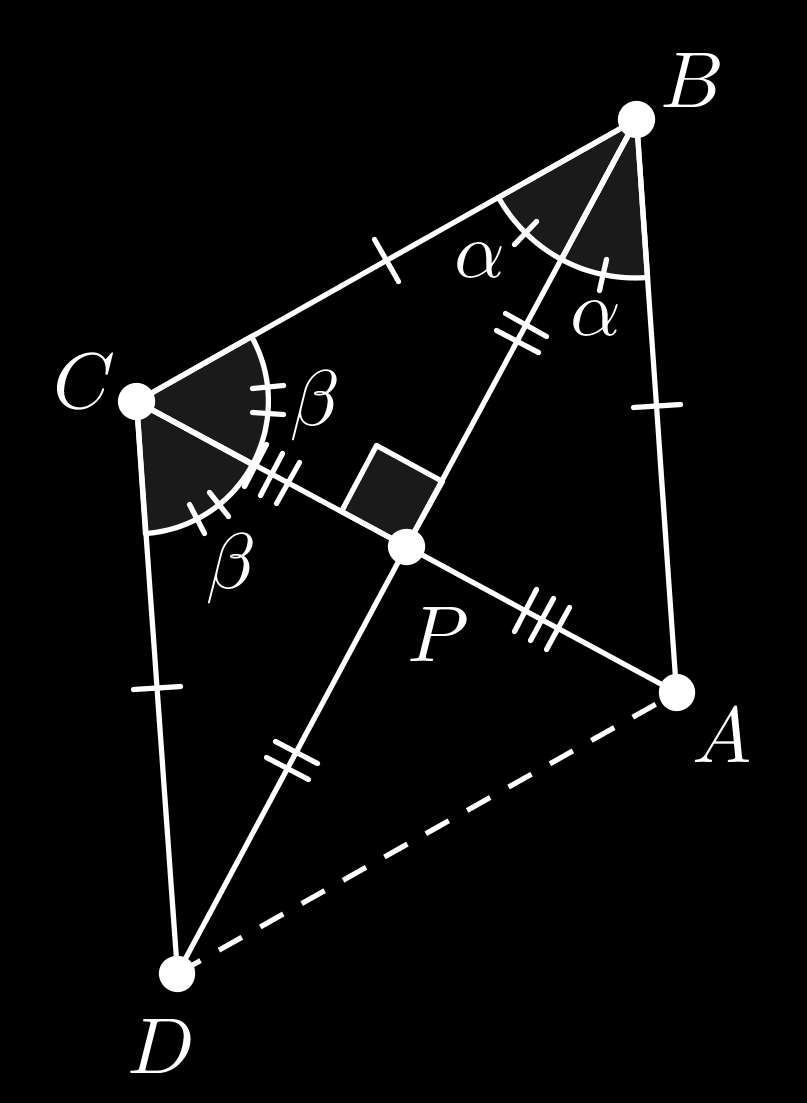 Questão 03 [ 2,00 pts ] As duas diagonais de um quadrilátero conveo são perpendiculares e pelo menos três de seus lados são congruentes. Prove que este quadrilátero é um losango.