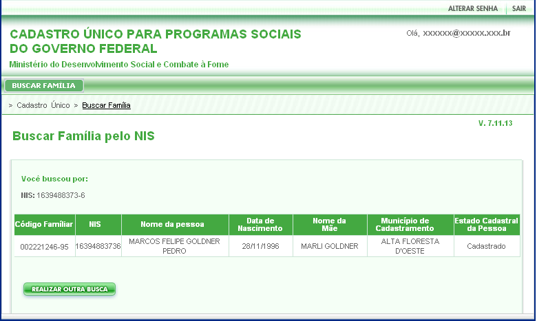 famílias já cadastradas no Cadastro Único por meio da Versão 6, também foi atribuído um Código Familiar neste formato. Atenção!