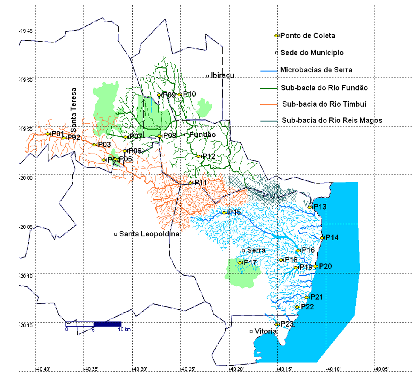 110 Sarmento-Soares & Martins-Pinheiro: Peixes do Reis Magos e microbacias de Serralosa bacia do Reis Magos apresenta uma vazão média na foz de 19,35 m3/s (IEMA, 2009), sendo formado pelo encontro