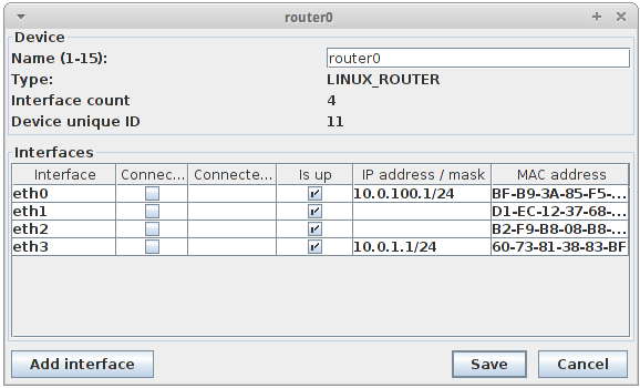 Ferramentas de Simulação Principais características e funcionalidades Figura 33 - Janela de configuração de um router no PSimulator Ao contrário do que acontece com a ferramenta que apresentamos