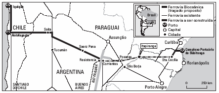 Figura 10 - Mapa da Ferrovia Litorânea. Fonte: ONDEE-SC. Oportunidades de Negócios para o Desenvolvimento Econômico e Estratégico de Santa Catarina.