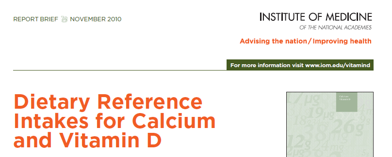 Institute of Medicine 2011 Dietary reference intakes for calcium and vitamin D.