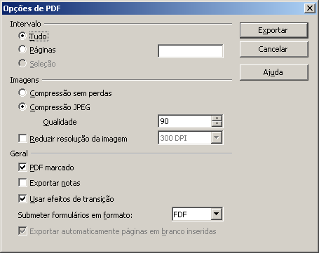 Nesta tela selecione a pasta destino e o nome do arquivo a ser gerado. Depois clique em Exportar para continuar.