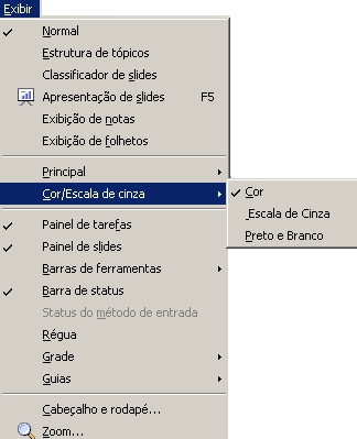 Cor Escala de cinza Preto e Branco 9 Painel de tarefas Permite habilitar/desabilitar a visualização do painel de tarefas da