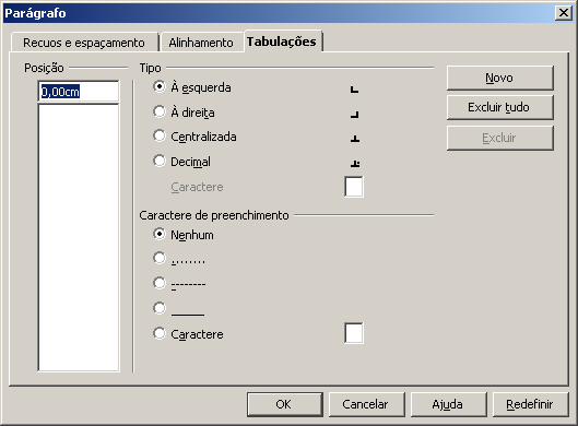 Recuo e Afastamento Tem a função de determinar os avanços de parágrafos, espaçamento entre os parágrafos e espaço entre as linhas do parágrafo, com o recurso de previsualização.