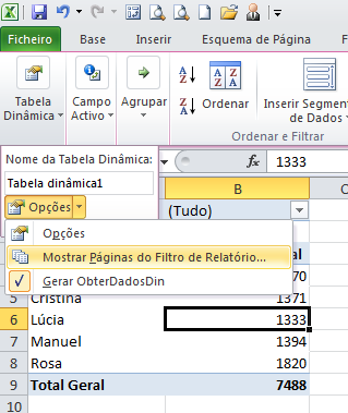 Manual Microsoft Excel CONFIGURAÇÕES AVANÇADAS Alterar as definições da tabela dinâmica Para alterar as definições da tabela dinâmica é necessário efectuar o seguinte procedimento: 1.