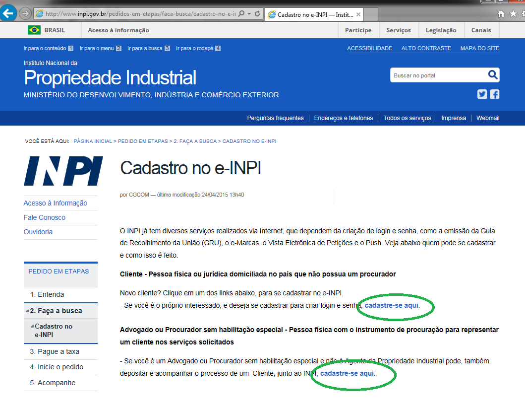 Depois de clicar no botão Cadastre-se aqui, o usuário encontrará a página abaixo.