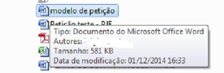 está seu arquivo, e posicione o mouse sobre o nome do arquivo.