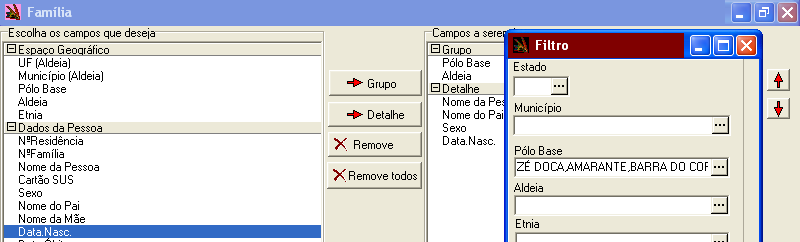 como emigração e imigração, permitem a obtenção de indicadores com qualidade esperada no menor tempo possível. No ícone cadastro, há o cadastro de diversos indicadores.