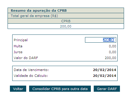 O PGDAS-D não está programado para gerar DARF Complementar, como ocorre com o DAS. Por exemplo, o contribuinte apura a CPRB e paga o DARF gerado.