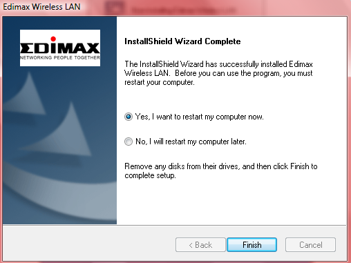 5. Antes de utilizar o adaptador sem fios, tem de reiniciar o computador.