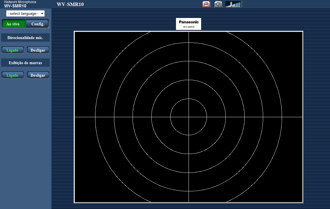 1 Monitoração do som em um computador 1.2 Da página Ao vivo A F G H B C D E I Menu resultante [select language] O idioma de exibição da câmera pode ser selecionado.