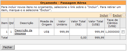 O preenchimento do campo Justificativa é opcional.