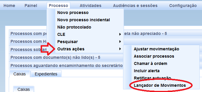 2. LANÇADOR DE MOVIMENTOS Funcionalidade criada para atender casos em que o movimento necessário à extração de dados para o Sistema e-gestão não é gerado automaticamente ou quando não é possível seu