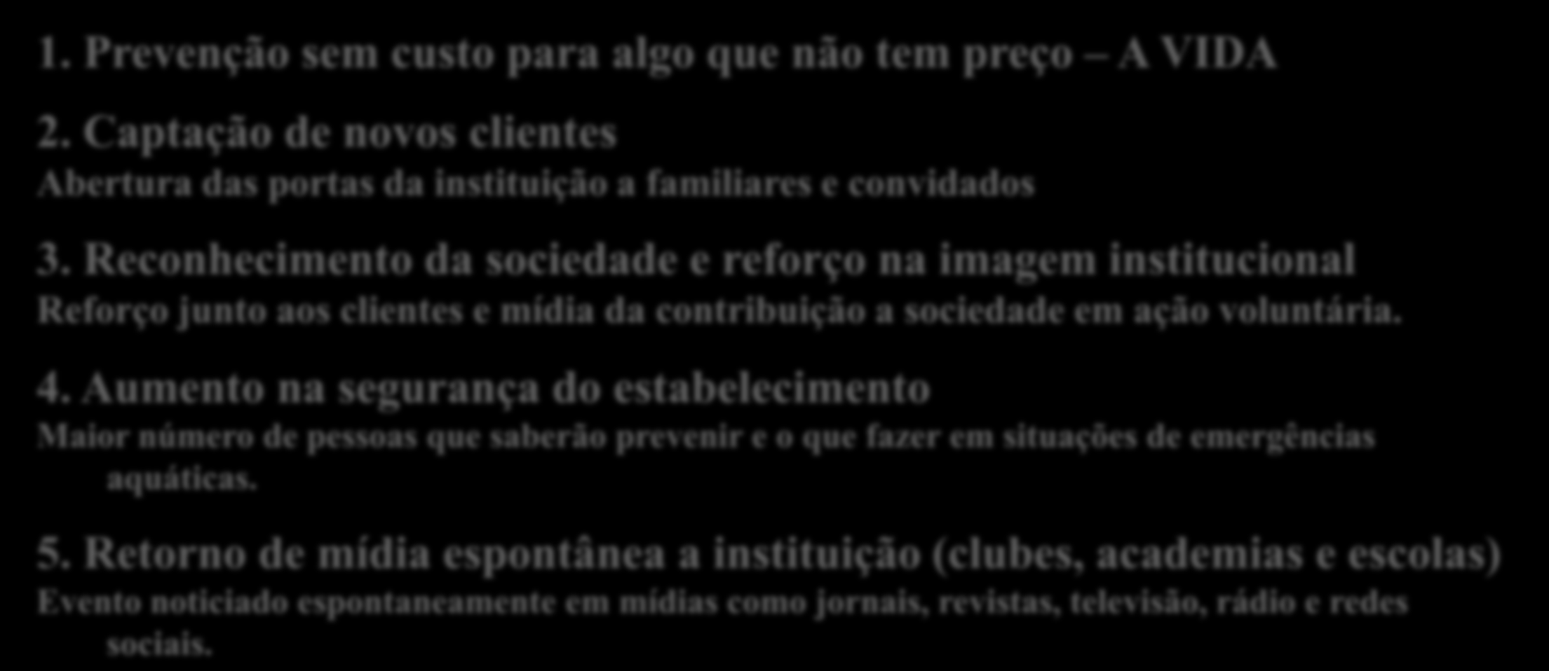 VANTAGENS AS INSTITUIÇÕES NA ADESÃO A CAMPANHA (1) 1. Prevenção sem custo para algo que não tem preço A VIDA 2.