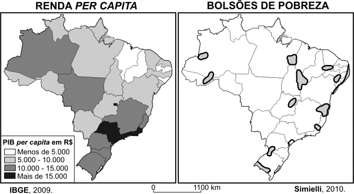 2-Observe os mapas do Brasil. Considere as afirmativas relacionadas aos mapas. I.