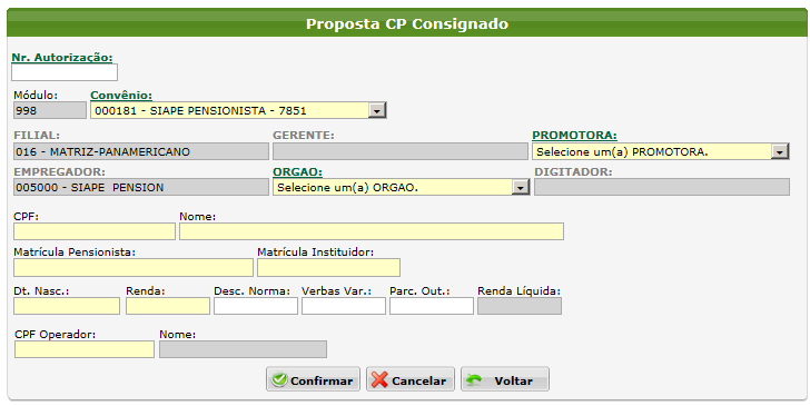 4.4 Os campos em amarelo são de preenchimento obrigatório.