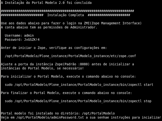 Feito isso, o pacote estará descompactado e surgirá uma pasta com o nome PortalModelo-2.0-UnifiedInstaller. 2.1.