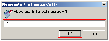 Página 11 de 13 4. Clicar no botão Send/Enviar. Surge a caixa de autenticação do SmartCard, solicitando o PIN. 5.