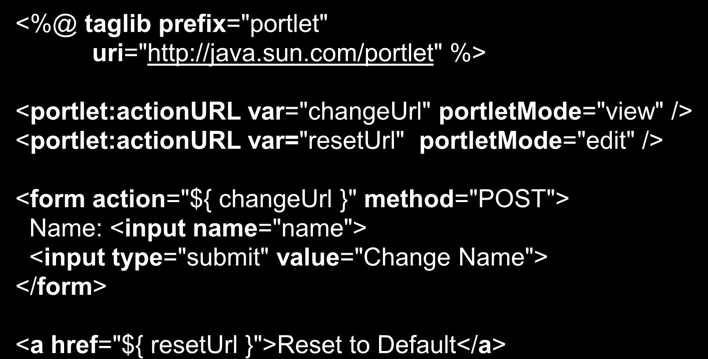 Exemplo Portlet edit.jsp <%@ taglib prefix="portlet" uri="http://java.sun.