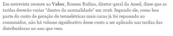 A demanda menor por energia, aliada a uma possível melhora do regime de chuvas no próximo verão, pode ajudar na recuperação dos níveis dos reservatórios das hidrelétricas, permitindo o desligamento