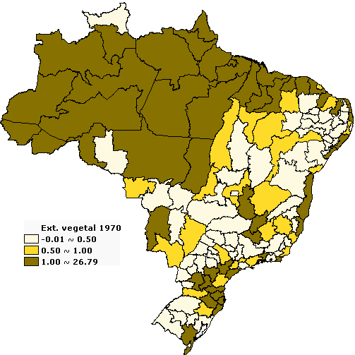 6 Figura 1 Quociente Locacional para o setor primário das mesorregiões do Brasil 1970/2000. Agricultura Pecuária Ext. veg.